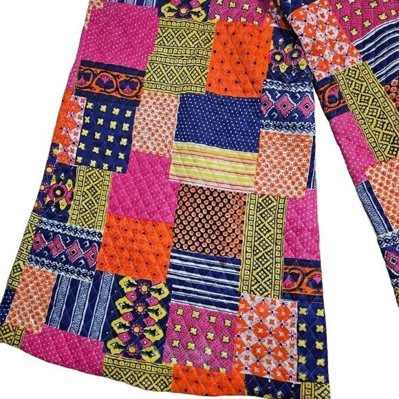 Vintage 60s Elephant Bell Bottom Pants Womens Size XS Quilted Groovy Pink Orange - Picture 2 of 4